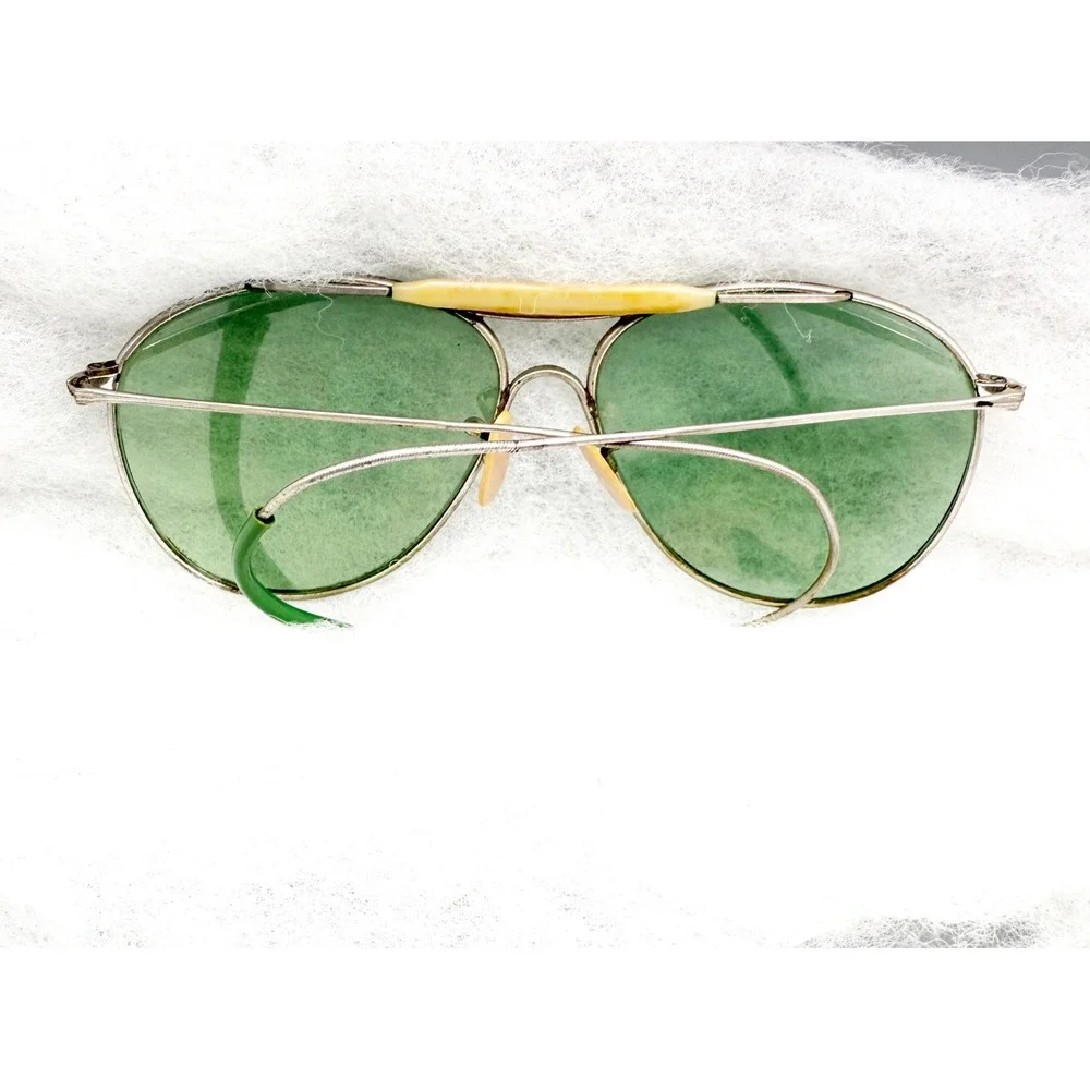 Vintage WW2 Aviator Sunglasses Green Lenses Metal Frame‎ Pre-Ray Ban Glasses AO